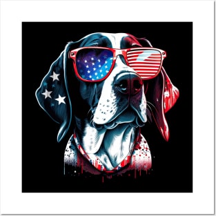 Pointer dog 4th of July Posters and Art